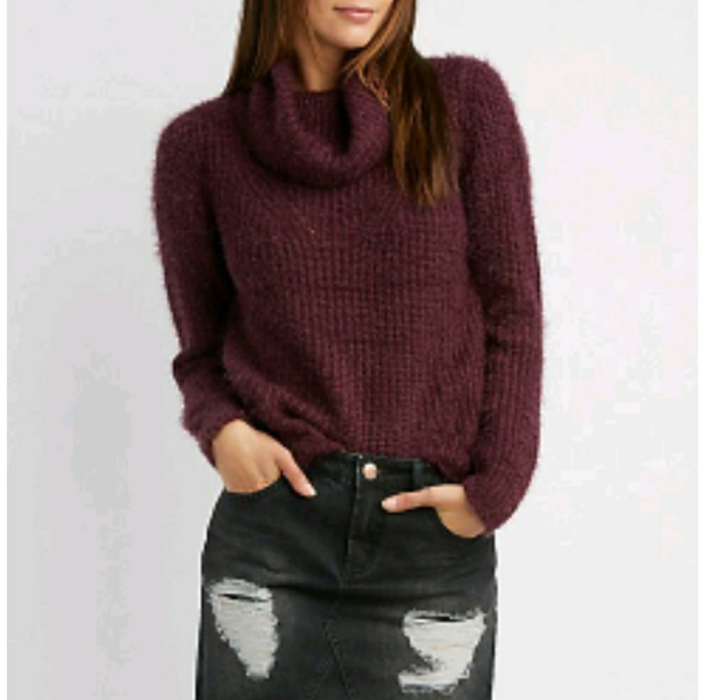 Fuzzy purple turtleneck